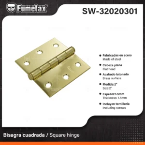 BISAGRA CUADRADA LATONADA FUMETAX 2 X 2 SW-32020301