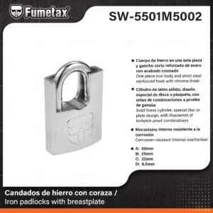CANDADO DE HIERRO CORAZA FUMETAX 50MM SW-5501M5002