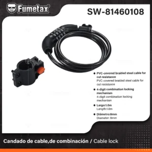 CANDADO PARA BICICLETA COMBINACION 8MM FUMETAX SW-81460108