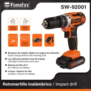 ROTOMARTILLO INALAMBRICO FUMETAX 1/2 20V SW-92001