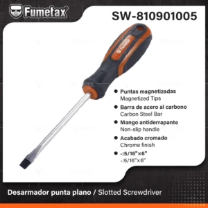 DESARMADOR PLANO MANGO ERGONOMICO 5/16 X 6  FUMETAX SW-810901005