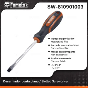 DESARMADOR PLANO MANGO ERGONOMICO 1/4 X 4 FUMETAX SW-810901003