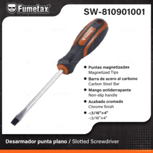 DESARMADOR PLANO MANGO ERGONOMICO 3/16 X 4 FUMETAX SW-810901001