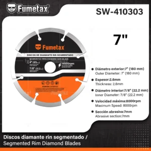 DISCO DIAMANTE SEGMENTADO FUMETAX 7" SW-410303