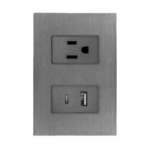 CONTACTO USB DOBLE C Y USB CON CONTACTO GRIS LINEA PRO SPM-110329