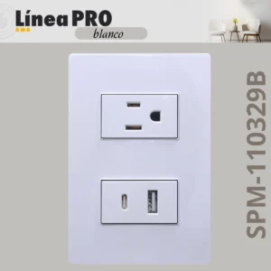CONTACTO USB DOBLE C Y USB CON CONTACTO GRIS LINEA PRO SPM-110329B