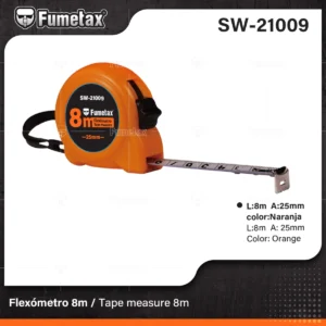 FLEXOMETRO NARANJA 8 MTS FUMETAX SW-21009