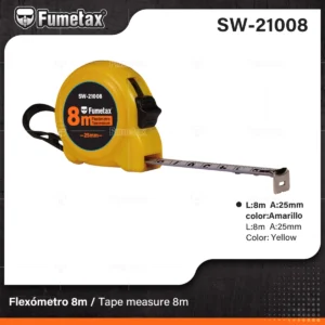 FLEXOMETRO AMARILLO 8 MTS FUMETAX SW-21008