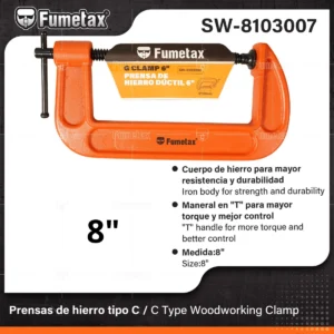 PRENSA TIPO G 8″ FUMETAX SW-8103007