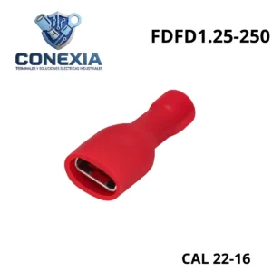 TERMINAL AISLADA HEMBRA ROJO CAL 22-16 BOLSA CON 10 PZAS FDFD1.25-250