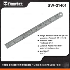 REGLA DE ACERO INOXIDABLE 30CM 2MM FUMETAX SW-21401