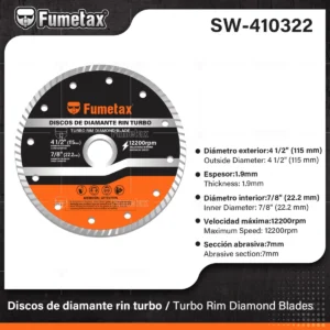 DISCO DIAMANTE RIN TURBO 4 1/2 FUMETAX SW-410322