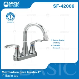 MEZCLADORA PARA LAVABO CROMO SF-42006