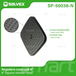 REGADERA CUADRADA 9" NEGRA PUSH ANTI SARRO SP-50038-N
