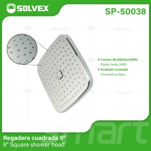 REGADERA CUADRADA 9" CROMO PUSH ANTI SARRO SP-50038