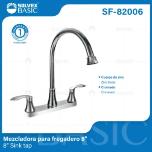 MEZCLADORA PARA FREGADERO CROMO CUELLO GANZO SF-82006