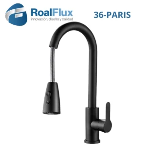 MONOMANDO PARA FREGADERO NEGRO RETRACTIL 36-PARIS