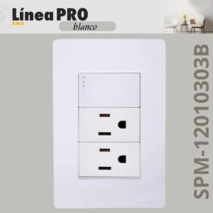 PLACA CON 1 APAGADOR Y 2 CONTACTOS BLANCO LINEA PRO SPM-12010303B