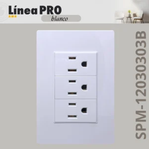 PLACA CON 3 CONTACTOS BLANCO LINEA PRO SPM-12030303B