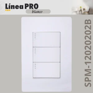 PLACA CON 3 APAGADORES EN ESCALERA BLANCO LINEA PRO SPM-12020202B