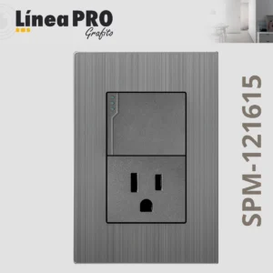 PLACA CON 1 APAGADOR Y 1CONTACTO GRAFITO LINEA PRO SPM-121615