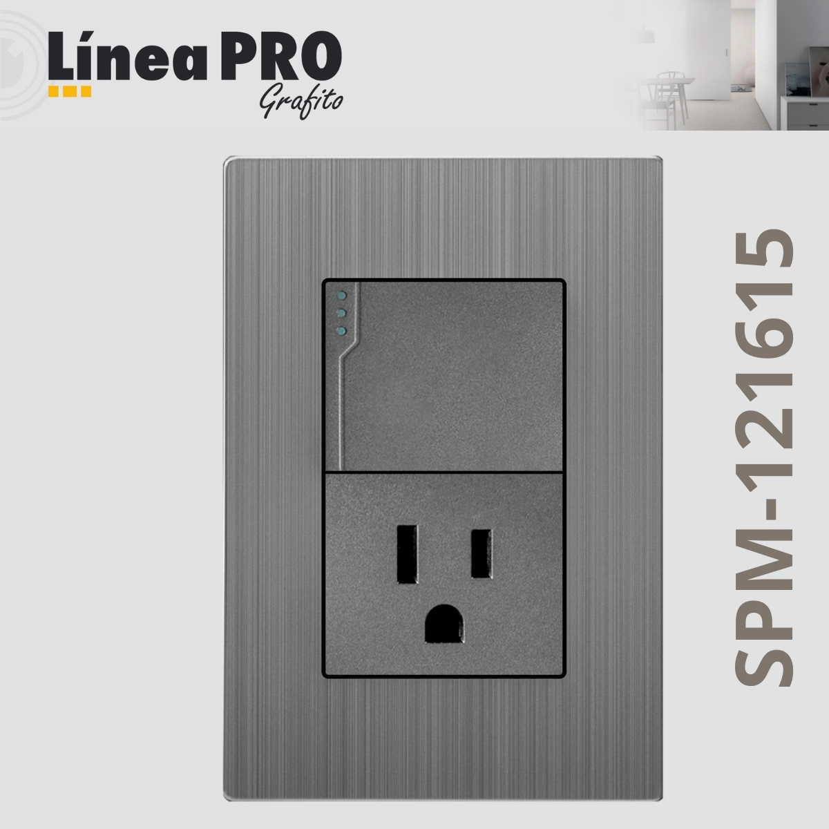 PLACA CON 1 APAGADOR Y 1CONTACTO GRAFITO LINEA PRO SPM-121615
