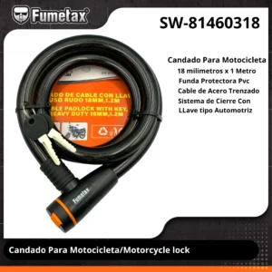 CANDADO PARA MOTOCICLETA FUMETAX CABLE ACERADO 18MM SW-81460318