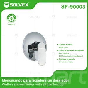 MONOMANDO PARA REGADERA SOLVEX CROMO SP-90003