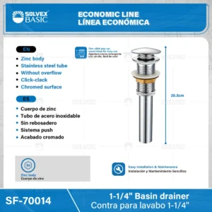 CONTRA PUSH PARA LAVABO-OVALIN SIN REBOZADERO 1 1/4" SF-70014