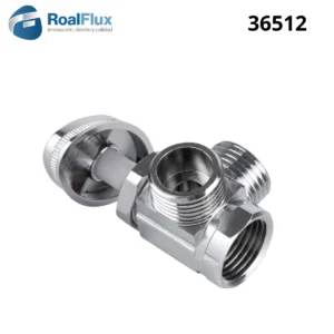 LLAVE ANGULAR DOBLE SALIDA 1/2 VUELTA COMPLETA 36512 ROALFLUX